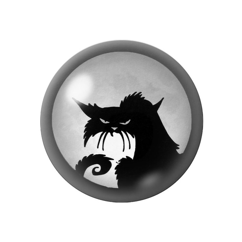 Cabochon en Verre Illustré Chat Noir Halloween 12 à 25mm