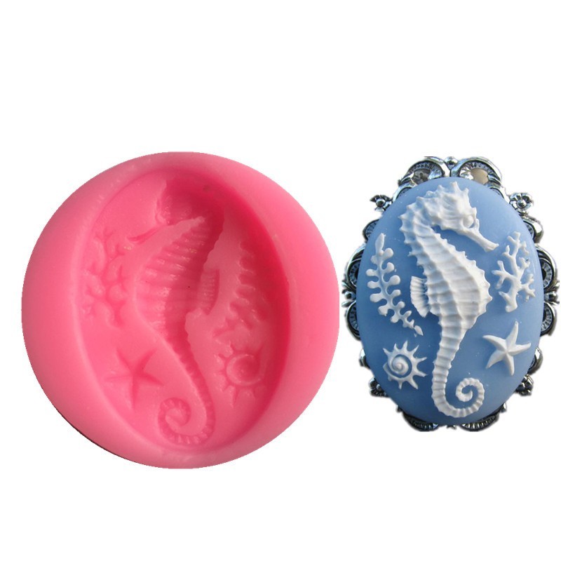 Moule en Silicone Hippocampe Mer 37X26mm Fimo Résine Gâteau