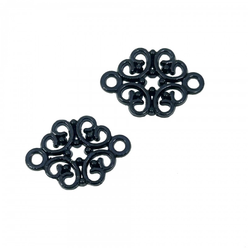 4 Connecteurs Ajouré Noir 20x13mm