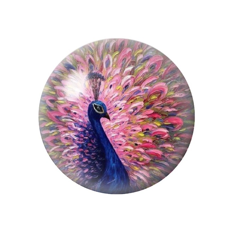 Cabochon en Verre Illustré Paon 12 à 25mm