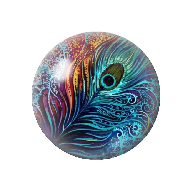 Cabochon en Verre Illustré Paon 12 à 25mm