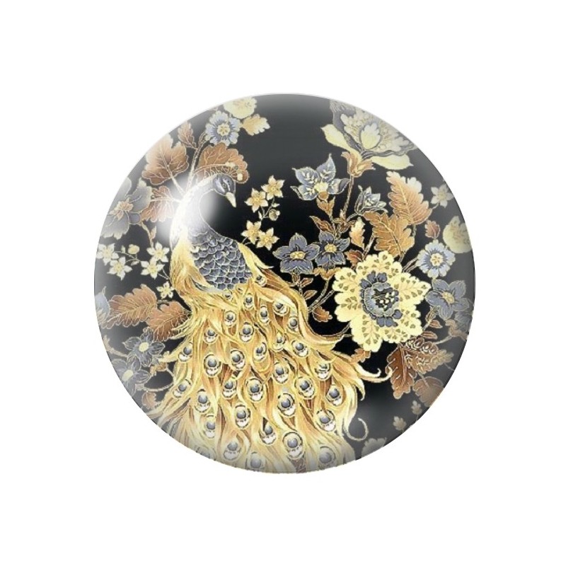 Cabochon en Verre Illustré Paon 12 à 25mm