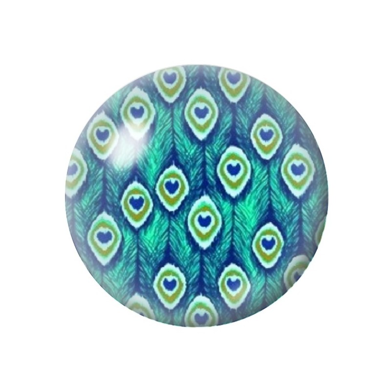 Cabochon en Verre Illustré Paon 12 à 25mm