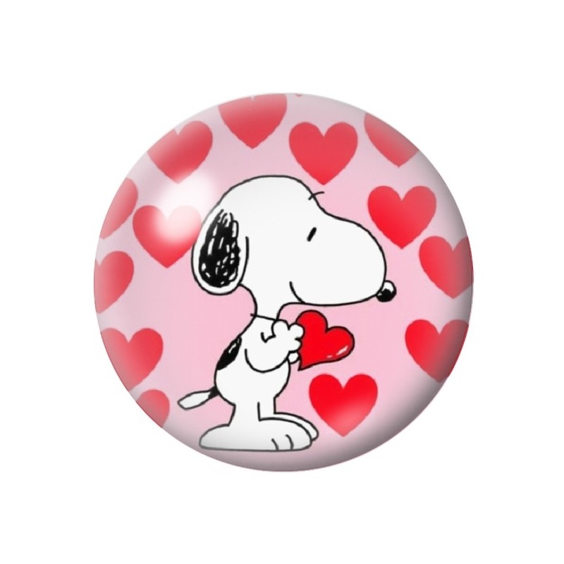 Cabochon en Verre Illustré Snoopy Coeurs Amour St Valentin 12 à 25mm