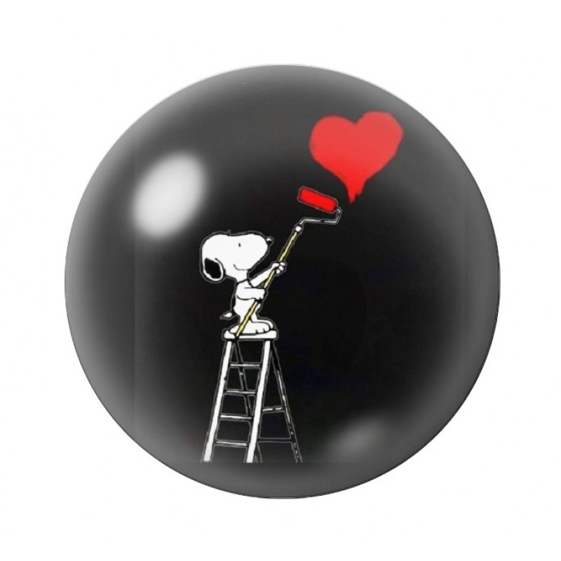 Cabochon en Verre Illustré Snoopy Coeurs Amour St Valentin 12 à 25mm