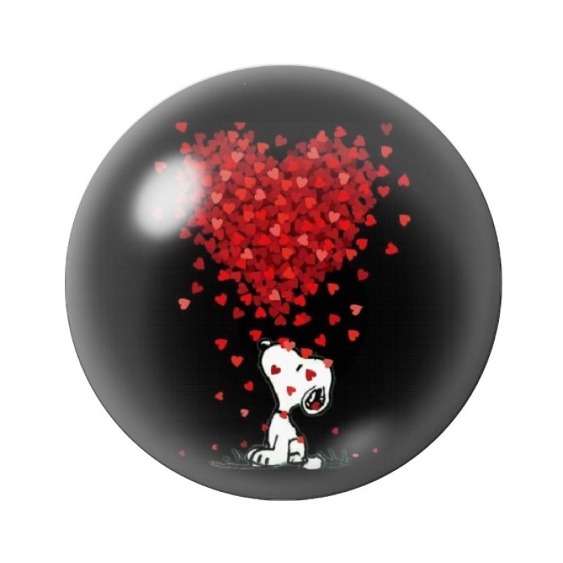 Cabochon en Verre Illustré Snoopy Coeurs Amour St Valentin 12 à 25mm