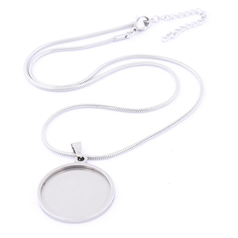 Collier pour Cabochon 20 ou 25mm Chaîne Serpent 1,5mm en Acier Inoxydable - 45cm Long