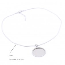 Collier Argenté pour Cabochon 20 ou 25mm Chaîne Serpent 1,5mm en Acier Inoxydable 45cm