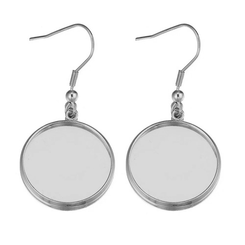 1 Paire de Support Boucle d'Oreille en Acier inoxydable pour Cabochon 20mm
