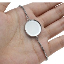 Support Bracelet Argenté en Acier inoxydable pour Cabochon 20mm