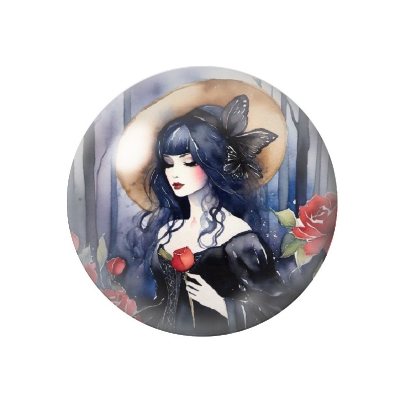 Cabochon en Verre Illustré Femme  Gothique 12 à 25mm