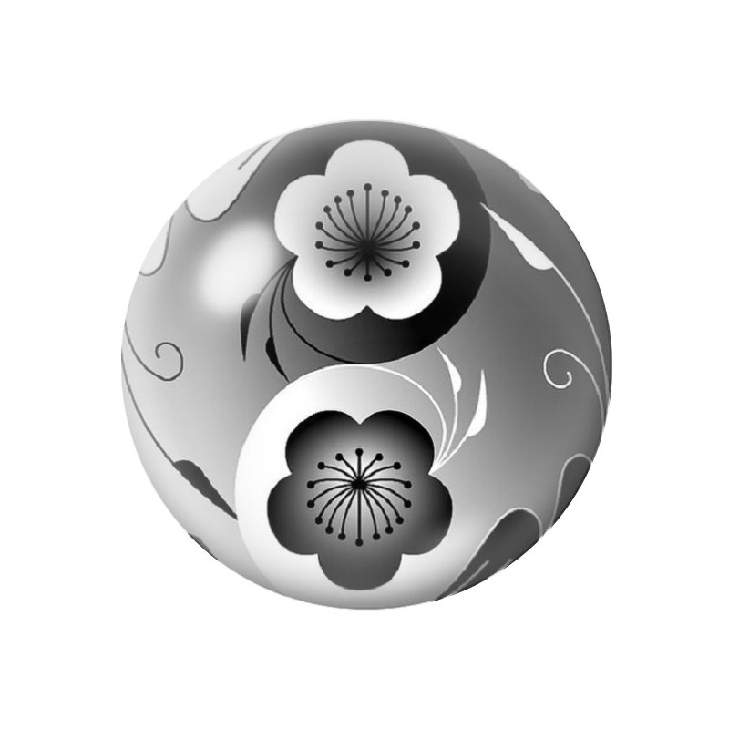 Cabochon en Verre Illustré Yin Yang Fleurs 12 à 25mm