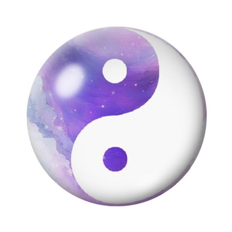Cabochon en Verre Illustré Yin Yang 12 à 25mm