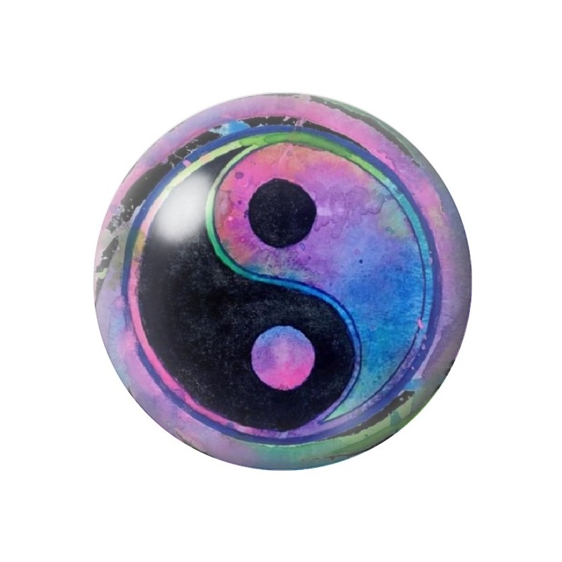 Cabochon en Verre Illustré Yin Yang 12 à 25mm
