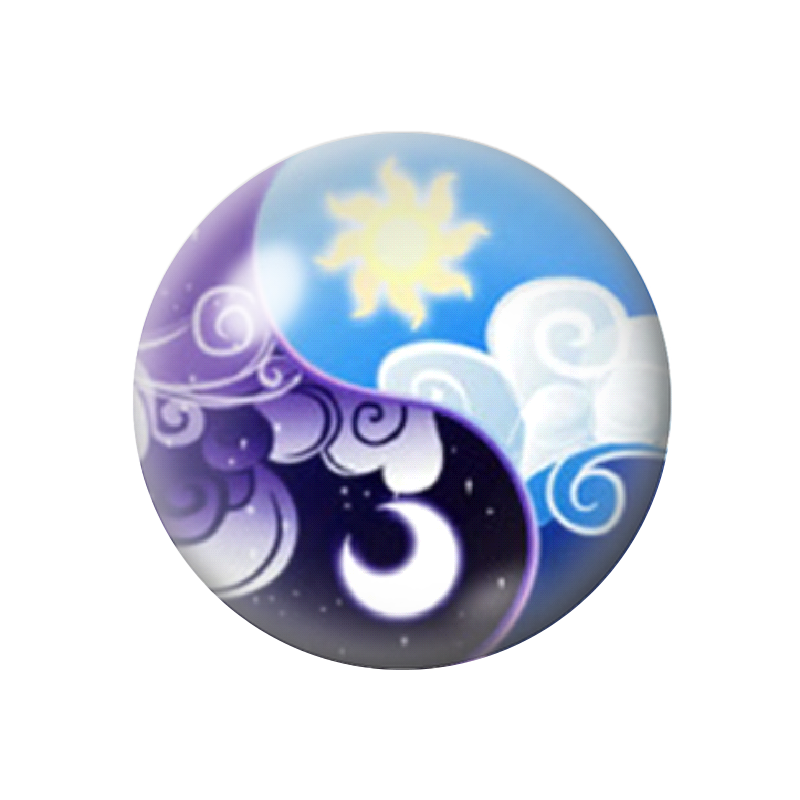 Cabochon en Verre Illustré Yin Yang Soleil Lune 12 à 25mm