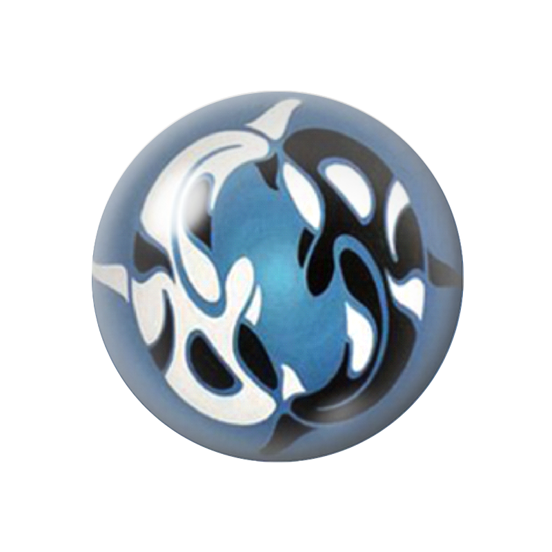 Cabochon en Verre Illustré Yin Yang Dauphins 12 à 25mm