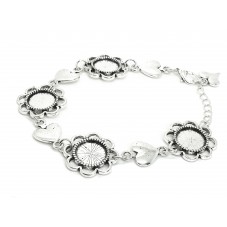 Support Bracelet Argenté Cœurs pour Cabochon 12mm