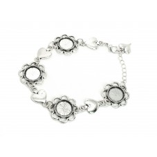 Support Bracelet Argenté pour Cabochon 12mm pour la Création de Bijoux Fantaisie - DIY
