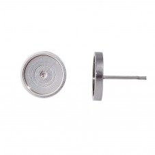 1 Paire de Support Boucle d'Oreille Puce en Acier Inoxydable pour Cabochon 12mm
