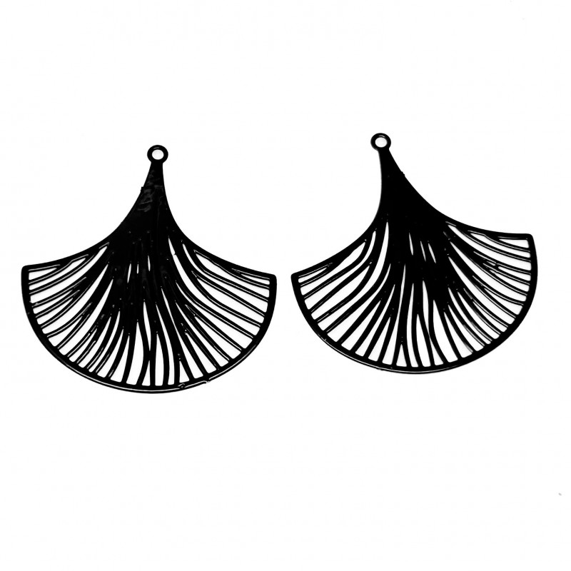 Breloque Pendentif Fleur Estampe Filigrane Ajouré Noir 32x30mm