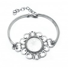 Support Bracelet Argenté pour Cabochon 18mm pour la Création de Bijoux Fantaisie - DIY