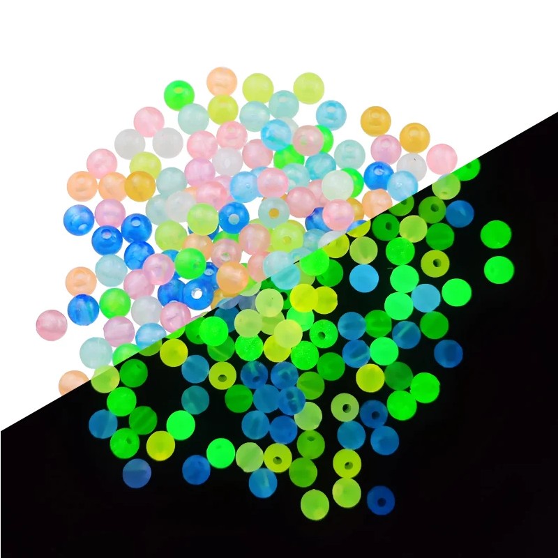 100 Perles Rondes Colorées Fluorescentes Phosphorescentes 8mm "Brillent dans le noir"