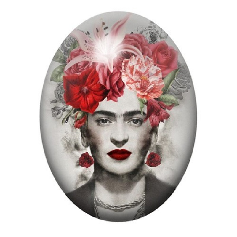 Cabochon en Verre Illustré Frida Khalo 13x18, 18x25 ou 30x40mm