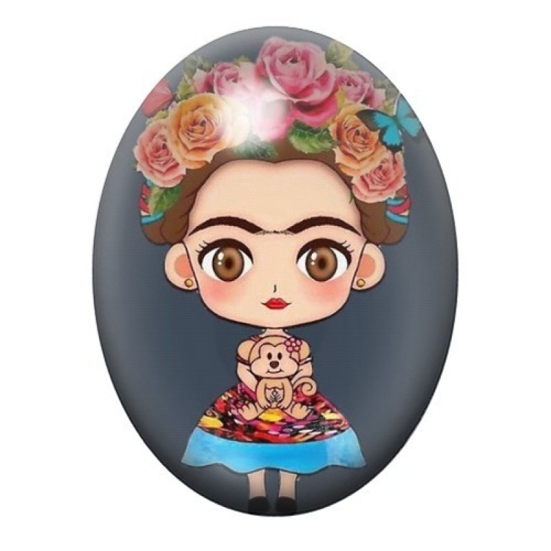 Cabochon en Verre Illustré Frida Khalo 13x18, 18x25 ou 30x40mm