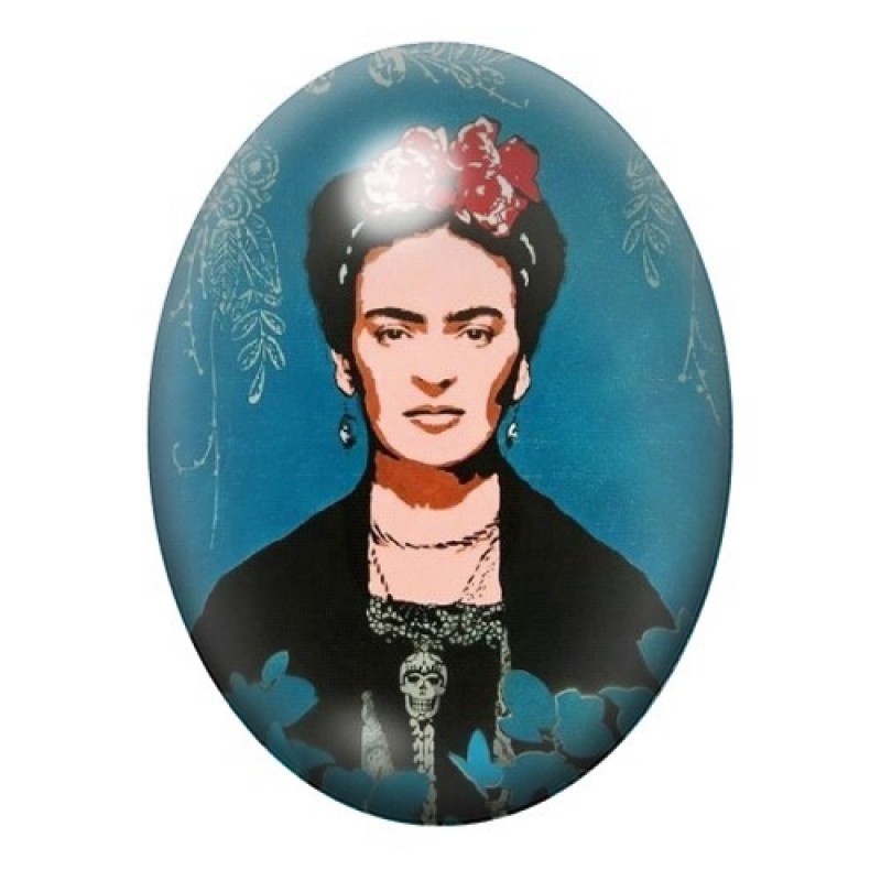 Cabochon en Verre Illustré Frida Khalo 13x18, 18x25 ou 30x40mm