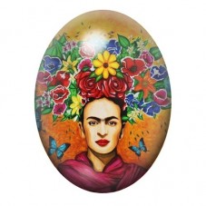 Cabochon en Verre Illustré Frida Khalo 13x18, 18x25 ou 30x40mm pour la création de bijoux fantaisie - DIY