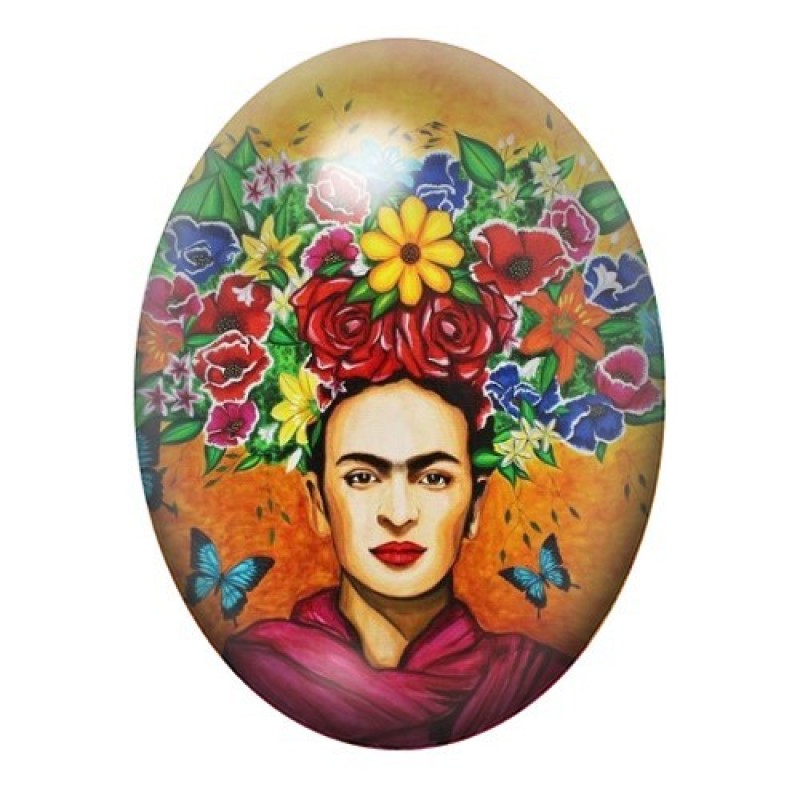 Cabochon en Verre Illustré Frida Khalo 13x18, 18x25 ou 30x40mm
