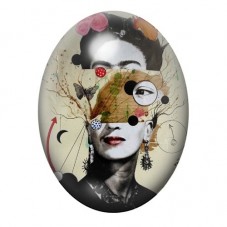 Cabochon en Verre Illustré Frida Khalo 13x18, 18x25 ou 30x40mm pour la création de bijoux fantaisie - DIY