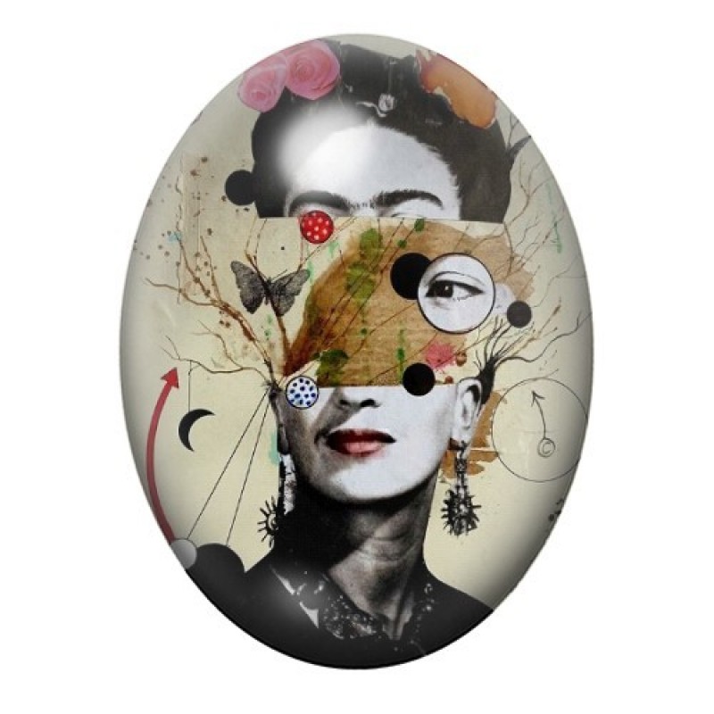 Cabochon en Verre Illustré Frida Khalo 13x18, 18x25 ou 30x40mm