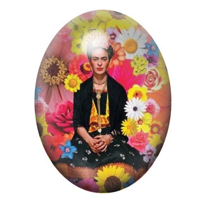 Cabochon en Verre Illustré Frida Khalo 13x18, 18x25 ou 30x40mm