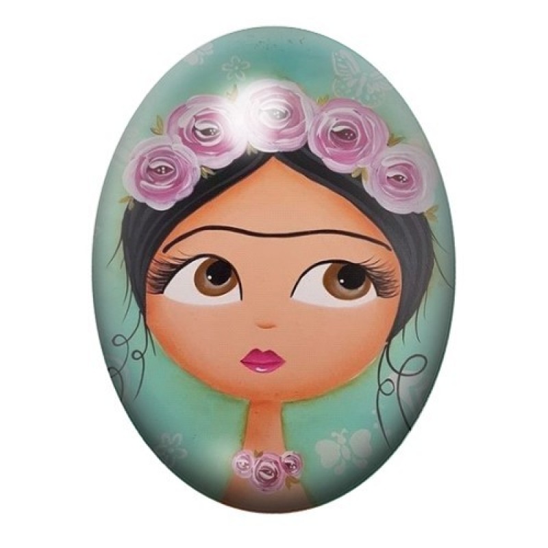 Cabochon en Verre Illustré Frida Khalo 13x18, 18x25 ou 30x40mm