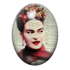 Cabochon en Verre Illustré Frida Kahlo au Collage Manuscrit 13x18, 18x25 ou 30x40mm pour la création de bijoux fantaisie - DIY