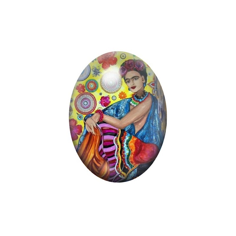 Cabochon en Verre Illustré Frida Khalo 13x18, 18x25 ou 30x40mm
