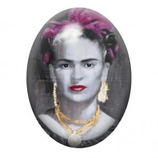 Cabochon en Verre Illustré Frida Kahlo en Portrait Ancien Colorisé 13x18, 18x25 ou 30x40mm pour la création de bijoux fantaisie 