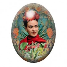 Cabochon en Verre Illustré Frida Khalo 13x18, 18x25 ou 30x40mm pour la création de bijoux fantaisie - DIY