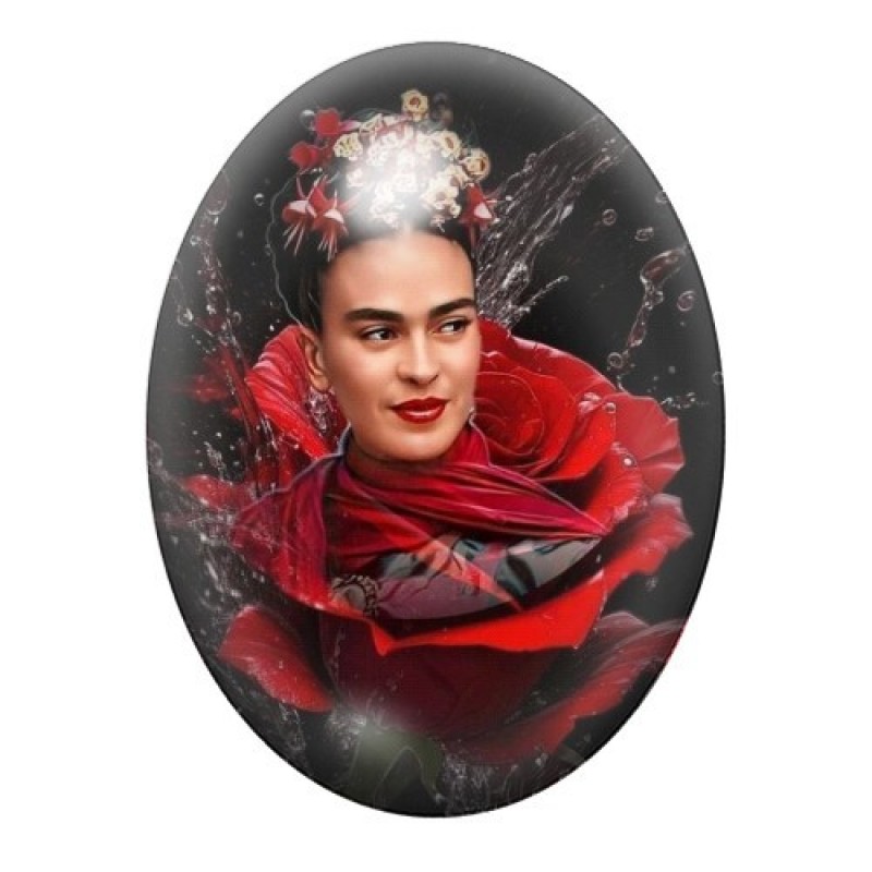 Cabochon en Verre Illustré Frida Khalo 13x18, 18x25 ou 30x40mm