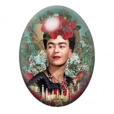 Cabochon en Verre Illustré Frida Khalo 13x18, 18x25 ou 30x40mm pour la création de bijoux fantaisie - DIY