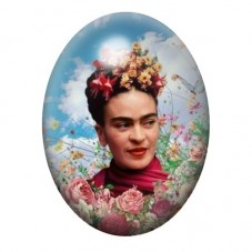 Cabochon en Verre Illustré Frida Kahlo au Jardin de Roses 13x18, 18x25 ou 30x40mm pour la création de bijoux fantaisie - DIY