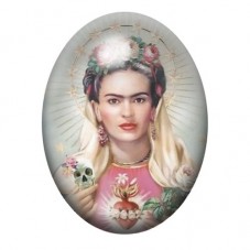 Cabochon en Verre Illustré Frida Khalo 13x18, 18x25 ou 30x40mm pour la création de bijoux fantaisie - DIY