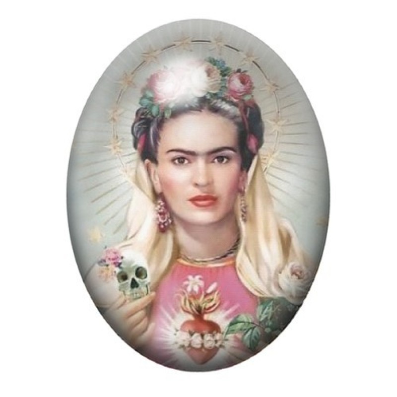 Cabochon en Verre Illustré Frida Khalo 13x18, 18x25 ou 30x40mm