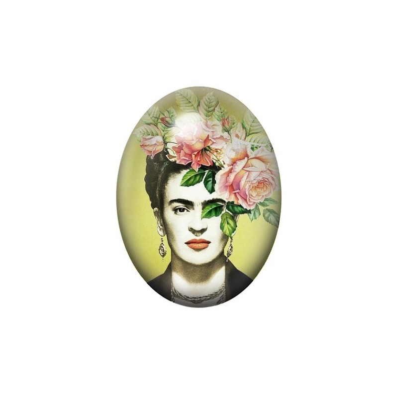 Cabochon en Verre Illustré Frida Khalo 13x18, 18x25 ou 30x40mm