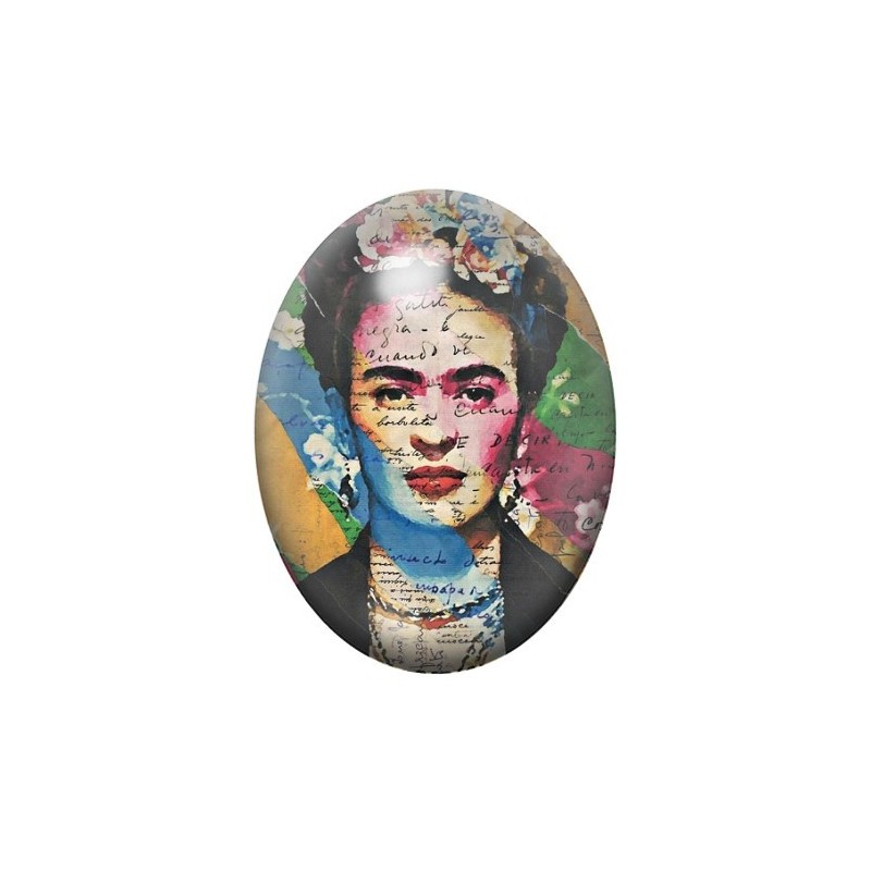 Cabochon en Verre Illustré Frida Khalo 13x18, 18x25 ou 30x40mm