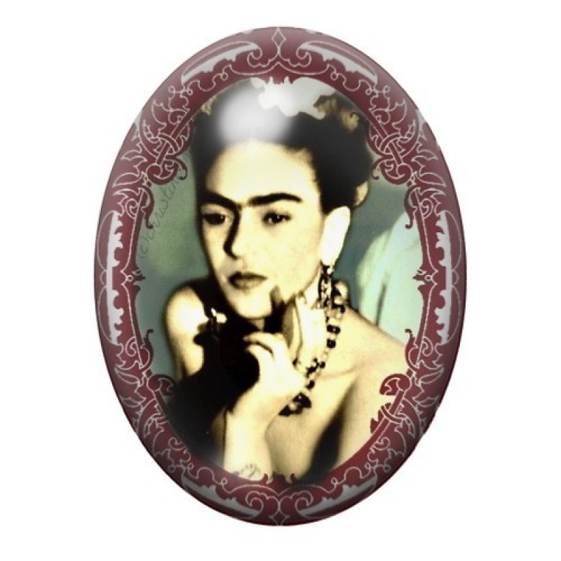 Cabochon en Verre Illustré Frida Khalo 13x18, 18x25 ou 30x40mm