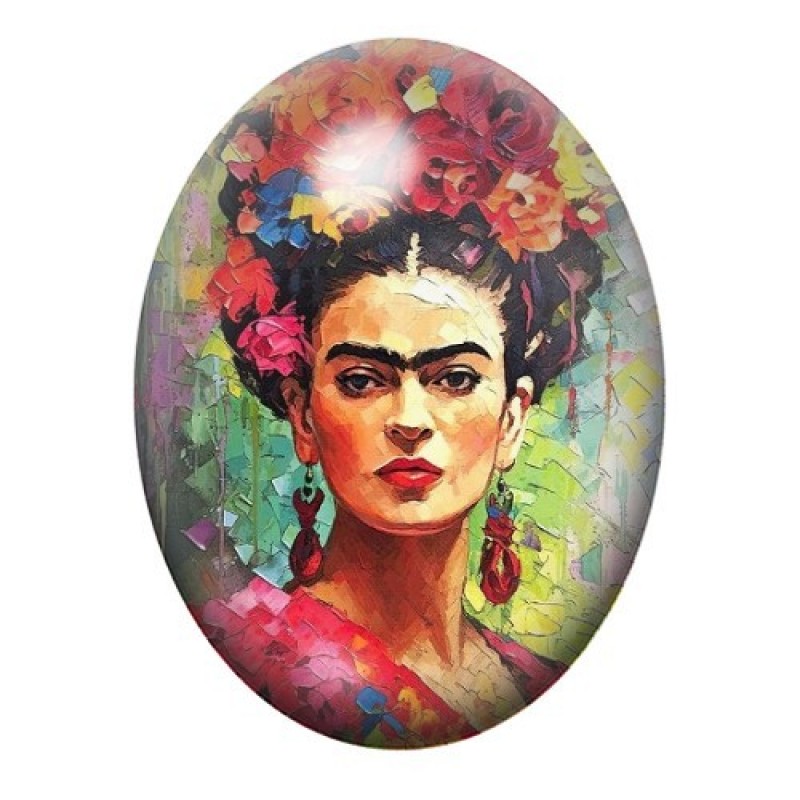 Cabochon en Verre Illustré Frida Khalo 13x18, 18x25 ou 30x40mm