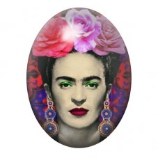 Cabochon en Verre Illustré Frida Khalo 13x18, 18x25 ou 30x40mm pour la création de bijoux fantaisie - DIY