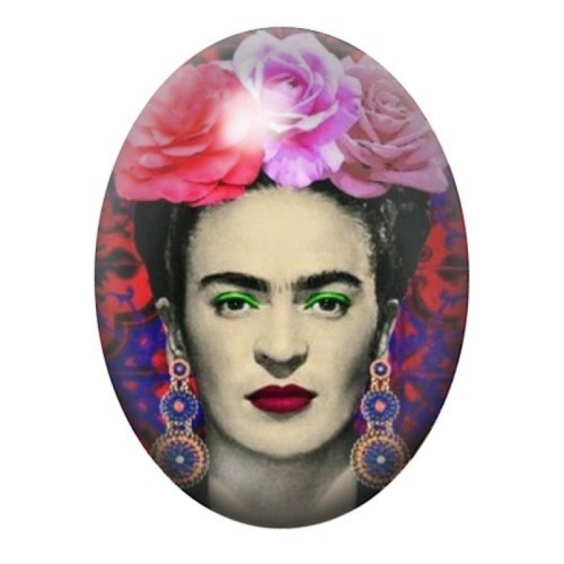 Cabochon en Verre Illustré Frida Khalo 13x18, 18x25 ou 30x40mm